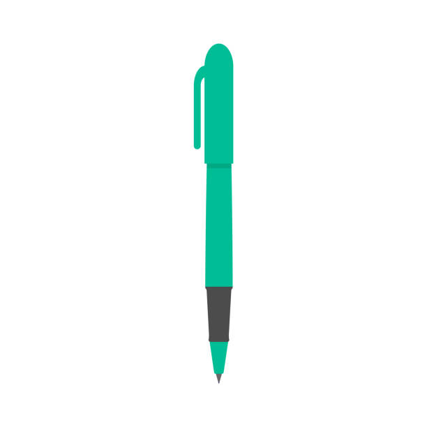 illustrations, cliparts, dessins animés et icônes de stylo plat, illustration vectorielle isolé sur le fond blanc - pen writing instrument pencil gold