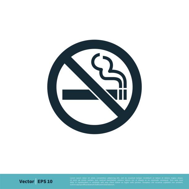 нет курение значок вектор логотип шаблон иллюстрация дизайн. вектор eps 10. - курение stock illustrations