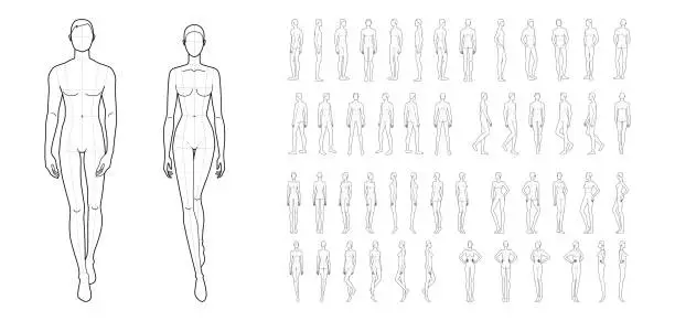 Vector illustration of Fashion template of 50 men and women
