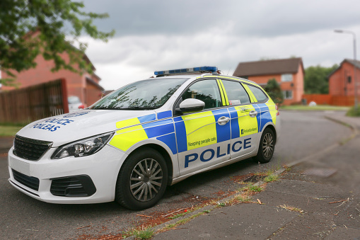 Motherwell, Lanarkshire, Scotland, U.K. June 19th 2020 Police Scotland patrol car parked in a residential street.