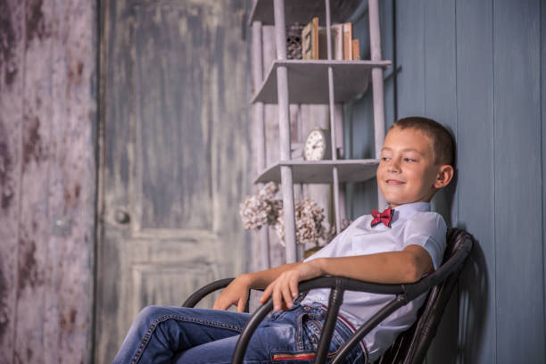 istock Boy schoolboy laughs for 8-10 years. 1251467600
