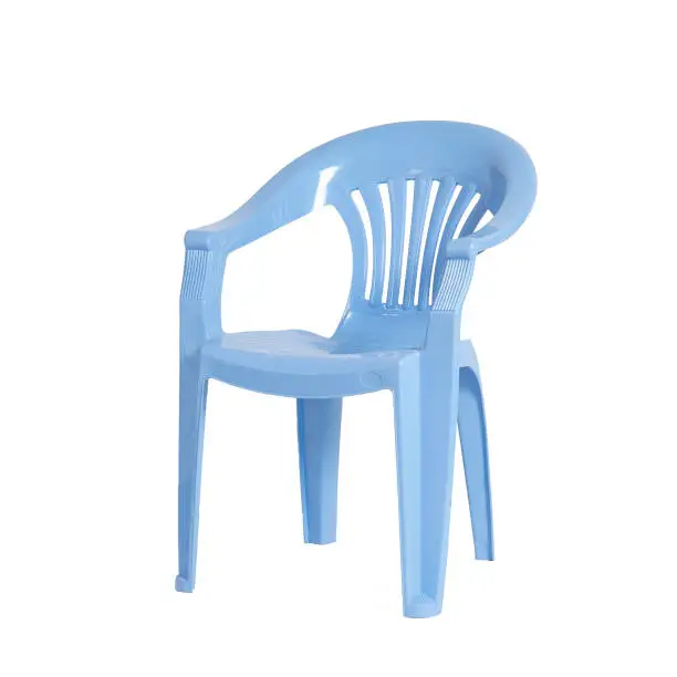 Photo of Plastic furniture, chair, table, stool in white background