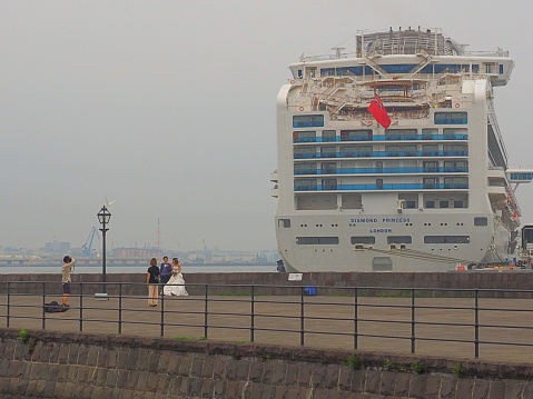Yokohama/Japan-Jul03,2019:Diamond Princess cruise ship in departure