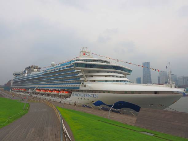 Yokohama/Japan-Jul03,2019:Diamond Princess cruise ship in departure