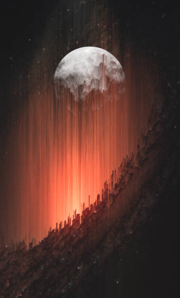 istock Artistic Poster of Rising Moon. Pixel Sorting Technique 1251476596