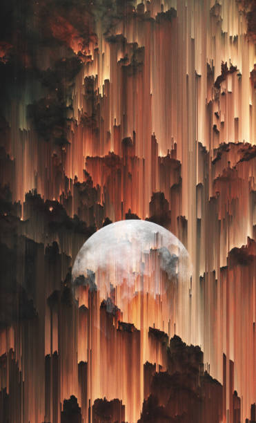 istock Artistic Poster of Rising Moon. Pixel Sorting Technique 1251476677