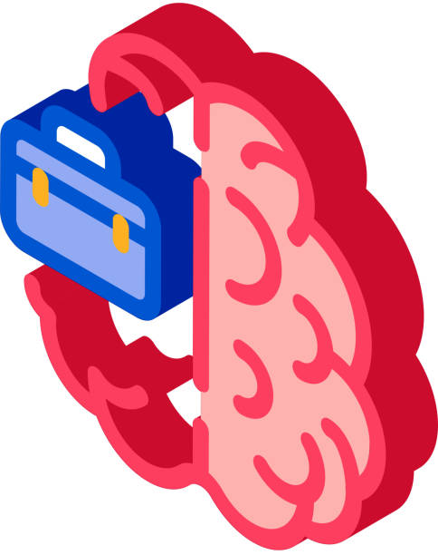 ビジネスケースと脳アイソメトリックアイコンベクトルイラスト - brain case点のイラスト素材／クリップアート素材／マンガ素材／アイコン素材