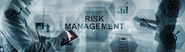 istock Inscription - Risk Management on abstract double exposure business mixed media background. 1251479781