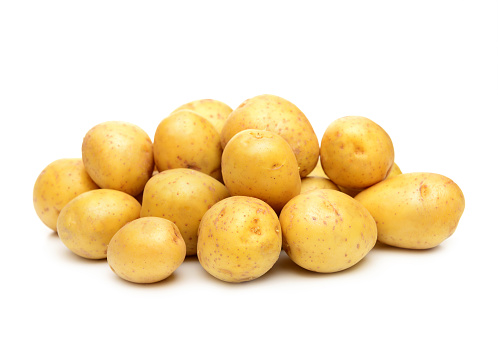 Raw Potato on white background