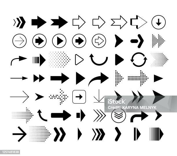 다른 모양 화살표의 컬렉션입니다 흰색 배경에 격리된 화살표 아이콘 집합입니다 벡터 징후 화살표에 대한 스톡 벡터 아트 및 기타 이미지 - 화살표, 교통 신호 표지판, 벡터