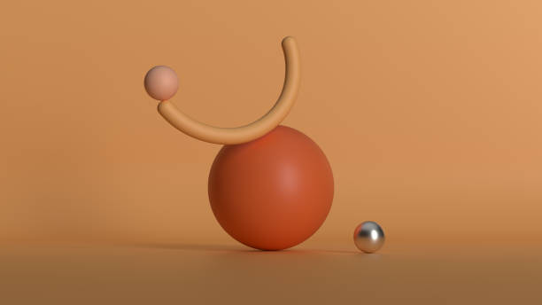 istock 3d render modern balance sculpture. Figure made of primitive shapes. Smooth low contrast light. 1251482112
