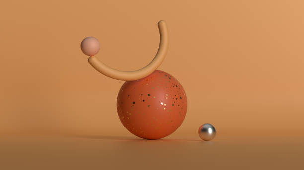 istock 3d render modern balance sculpture. Figure made of primitive shapes. Smooth low contrast light. 1251482120