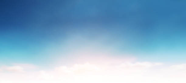 istock Cloud sky sunrise during morning background. Blue pastel heaven,soft focus lens flare sunlight. Abstract blurred white cyan gradient of peaceful nature. Open view windows beautiful summer spring 1251486158