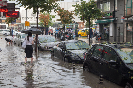 07/27/2017 - İstanbul,Besiktas.Flood in a street in Istanbul A street in Beşiktaş district.