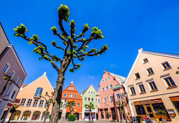Erding, Germany - April 25: historic buildings at the famous old town of freising on April 25, 2020