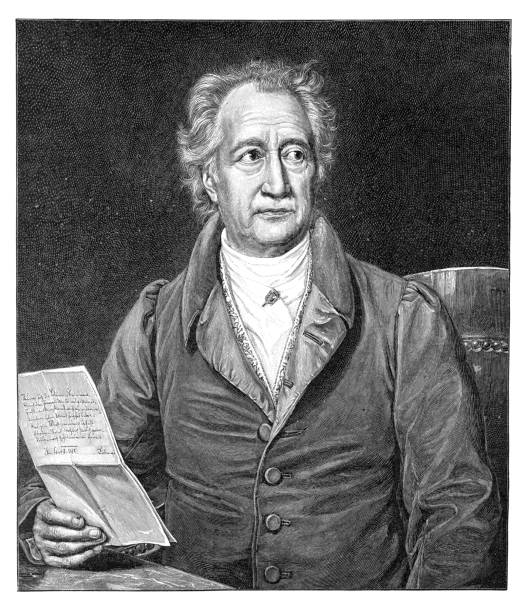 ilustraciones, imágenes clip art, dibujos animados e iconos de stock de johann wolfgang von goethe retrato de poeta alemán 1828 - von