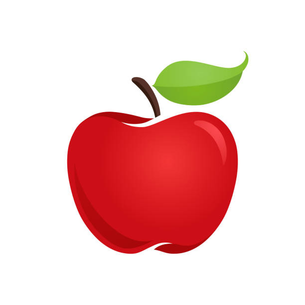 ilustraciones, imágenes clip art, dibujos animados e iconos de stock de icono vectorial de estilo plano de apple - apple
