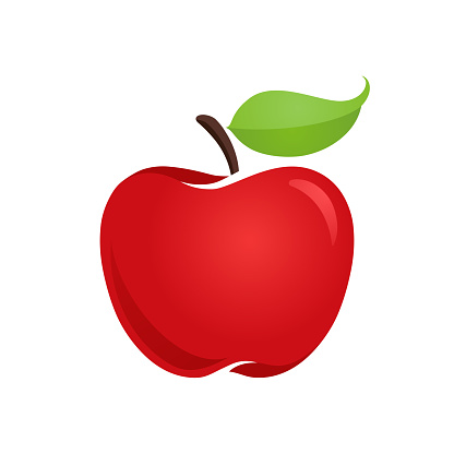 Apple vector icon, flat style isolated illustration, hand drawn sign, symbol.