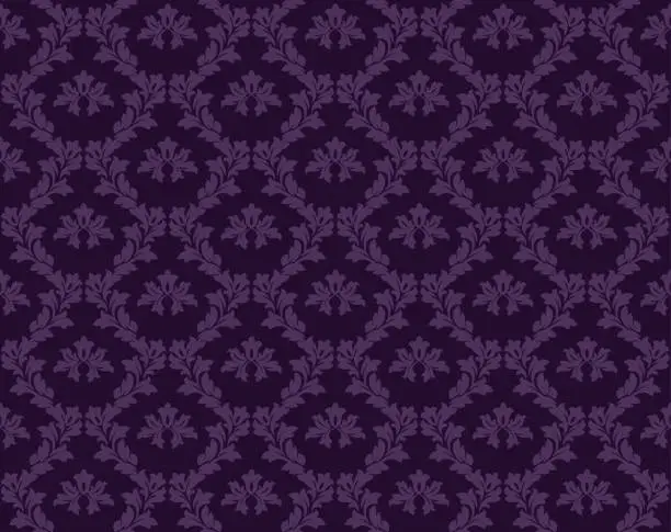 Vector illustration of Purple Damask Luxury Decorative Textile Pattern