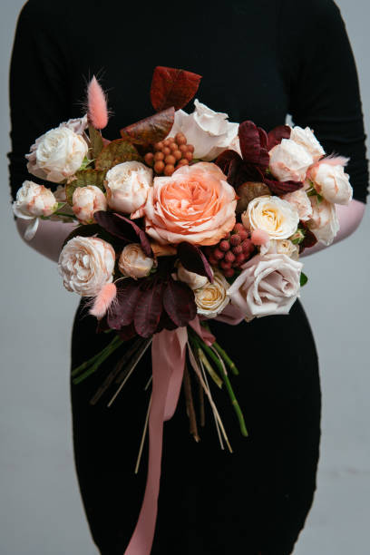 istock Bouquet of peach flowers 1251502304