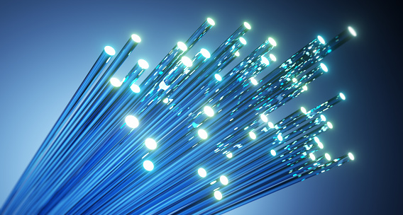 Fiber optics abstract background - Blue Data Internet Technology Cable