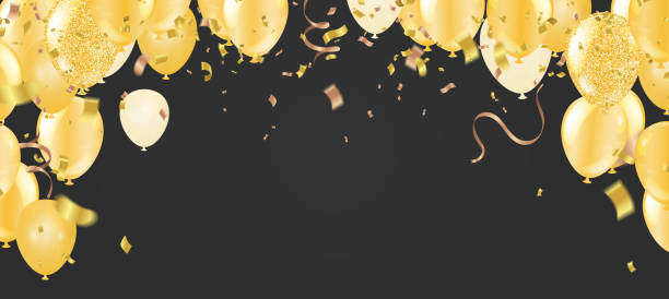 istock colourful balloons, golden, white,  streamers isolated 1251504069