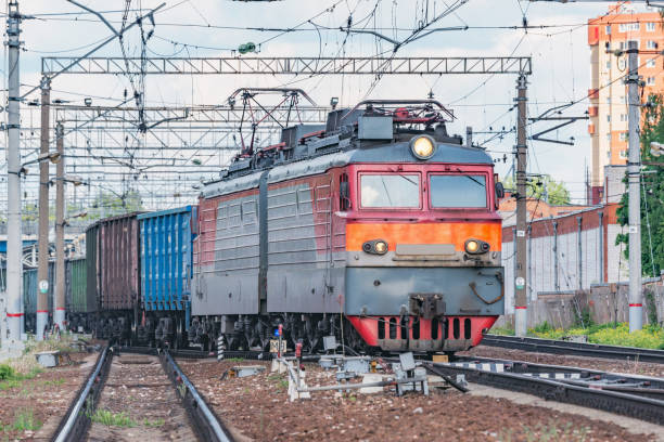 istock Freight train arrives to the station. Russia. 1251506733