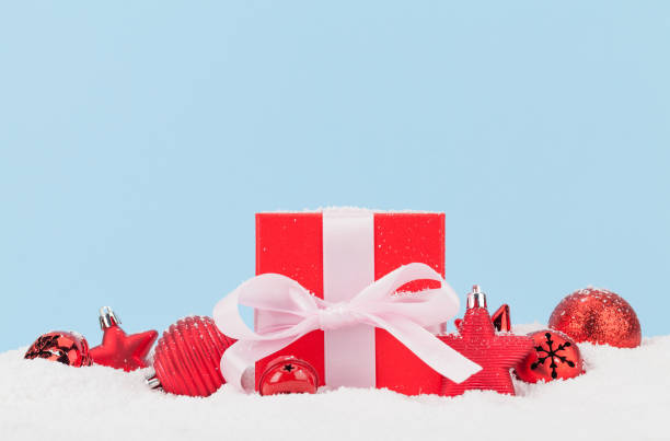 istock Christmas greeting card with decor and gift box 1251508672
