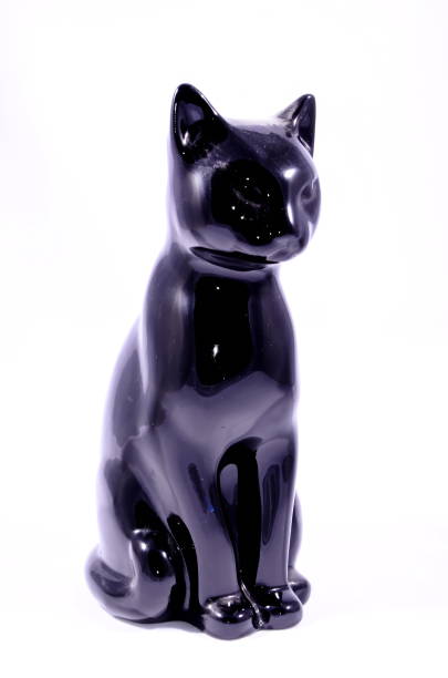 istock Clay Handmade Statue of a Black Cat 1251511303