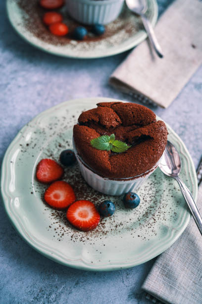 istock Chocolate Souffle Served with Strawberries 1251520552