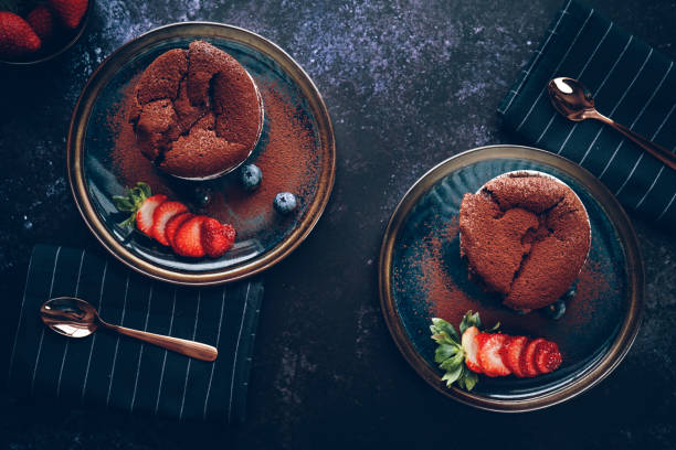 istock Chocolate Souffle Served with Strawberries 1251520642