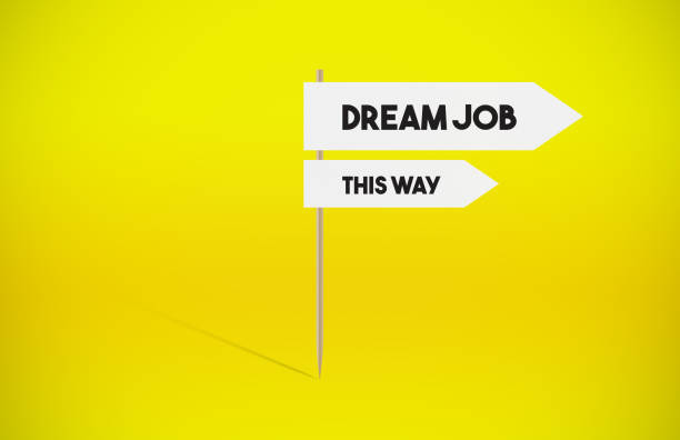 istock Dream Job arrow signboard on yellow background 1251522597