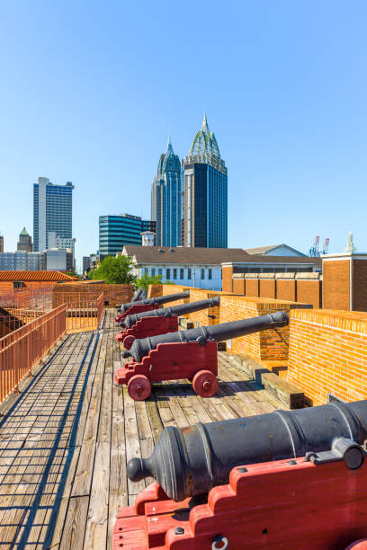 Mobile, Alabama, USA skyline and fort.