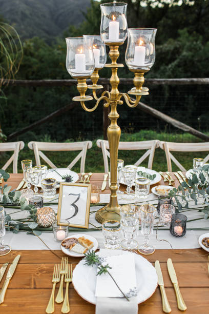 istock Wedding table set up in boho style with pampas grass and greenery 1251524880