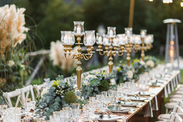 istock Wedding table set up in boho style with pampas grass and greenery 1251524883