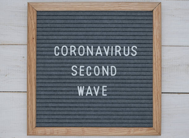 istock grey felt Board with text in English coronavirus second wave. the concept of the second wave covid-19 1251525316