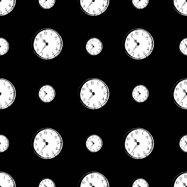 Antique Watch Graphic Silhouette Motif Seamless Pattern