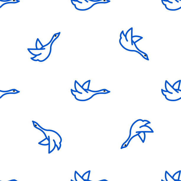 Line Flying duck icon isolated seamless pattern on white background. Colorful outline concept. Vector Line Flying duck icon isolated seamless pattern on white background. Colorful outline concept. Vector background of the duck hunting stock illustrations
