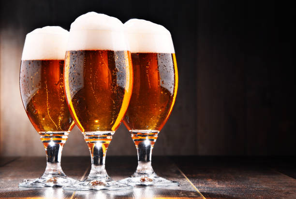 istock Composition with three glasses of lager beer 1251533427