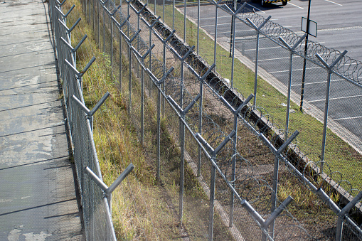 Photo of a security area fence.