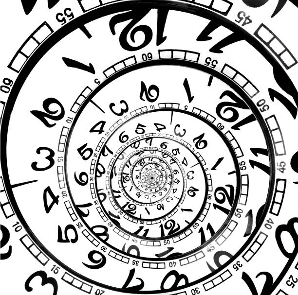istock Spiral curves of a classic watch face representing temporal infinity 1251534406