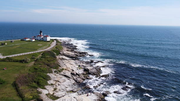 Beaver Tail point Lighthouse in Rhode Island stock photo