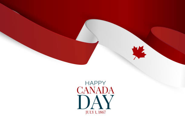 Canada day background. July 1st national holiday. Banner or advertising poster. Waving Canadian flag ribbon with maple leaf. Vector illustration. Canada day background. July 1st national holiday. Banner or advertising poster. Waving Canadian flag ribbon with maple leaf. Vector illustration. canada day poster stock illustrations