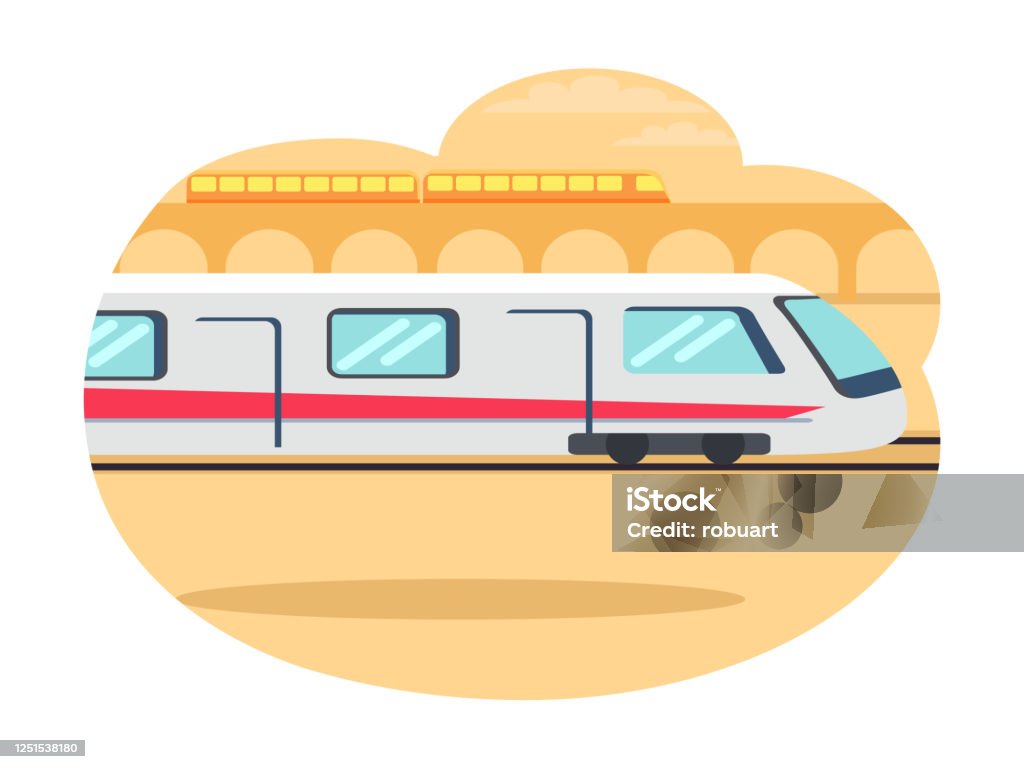 Express Train Shape Expresstrain Riding Fast Vector Illustration Stock Illustration ...