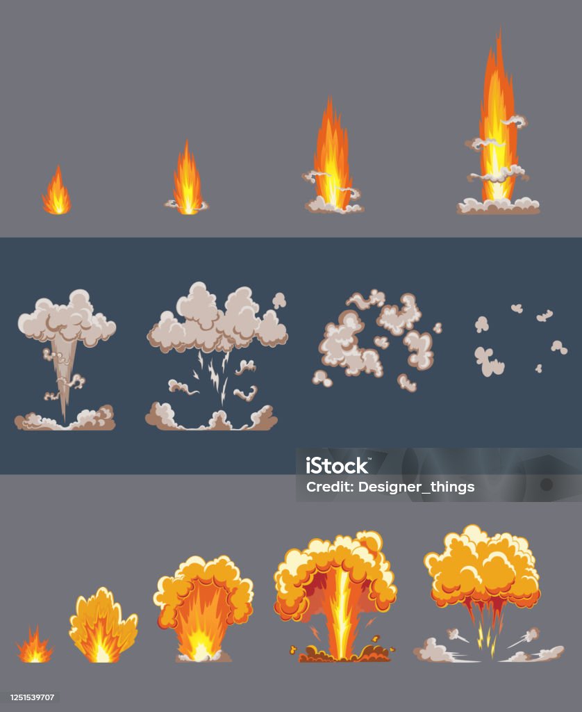 Explode Comic Effect Cartoon Explosion Effect With Smoke Comic Boom Effect Explode Flash ...