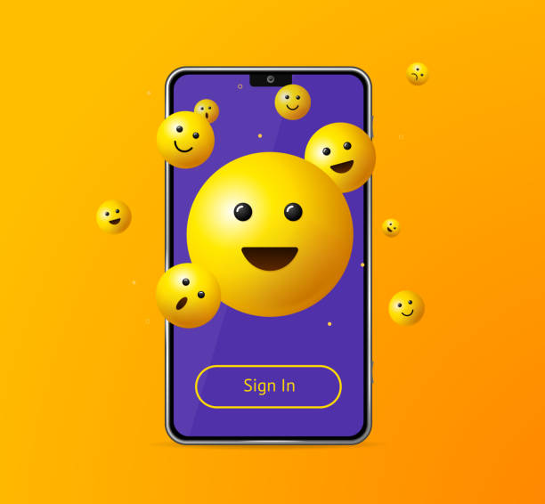 istock Realistic Detailed 3d Sign in App Yellow Emoji Smile Mobile Phone. Vector 1251540082