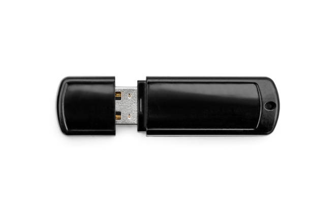 unidad flash negra sobre fondo blanco. - open harddisk flash fotografías e imágenes de stock