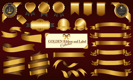 ribbon and label set: gold
