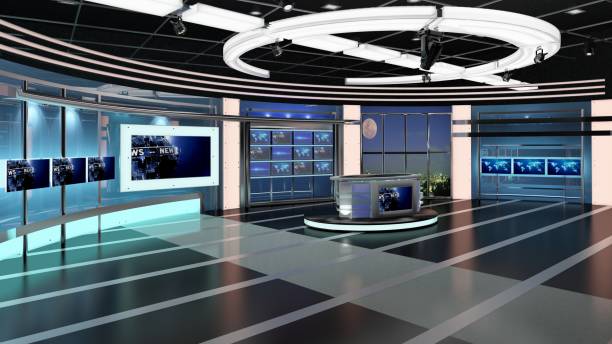 istock Virtual TV Studio News Set 27-2. 3d Rendering. 1251545165