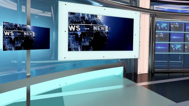 istock Virtual TV Studio News Set 27-9. 3d Rendering. 1251545313